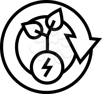 plant recovery energy saving line icon vector. plant recovery energy saving sign. isolated contour symbol black illustration