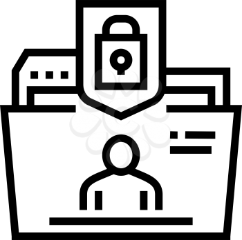 personal data file protect line icon vector. personal data file protect sign. isolated contour symbol black illustration