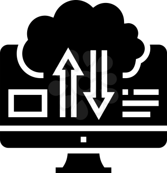 download and upload from cloud digital processing glyph icon vector. download and upload from cloud digital processing sign. isolated contour symbol black illustration