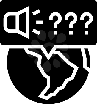global question about goods glyph icon vector. global question about goods sign. isolated contour symbol black illustration
