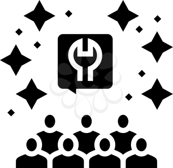 advertising settings crowdsoursing glyph icon vector. advertising settings crowdsoursing sign. isolated contour symbol black illustration