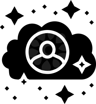 client information cloud storaging glyph icon vector. client information cloud storaging sign. isolated contour symbol black illustration