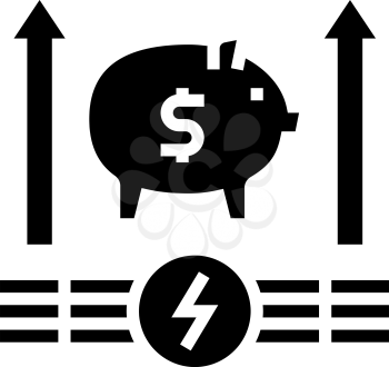 growth money energy saving glyph icon vector. growth money energy saving sign. isolated contour symbol black illustration
