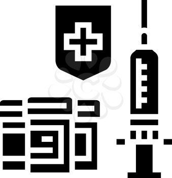 syringe medical treatment and health protect glyph icon vector. syringe medical treatment and health protect sign. isolated contour symbol black illustration