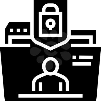 personal data file protect glyph icon vector. personal data file protect sign. isolated contour symbol black illustration