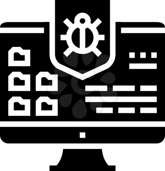 anti-virus computer protect glyph icon vector. anti-virus computer protect sign. isolated contour symbol black illustration