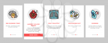 Respiratory Disease Onboarding Mobile App Page Screen Vector. Lungs Infection, Asthma And Tuberculosis, Bronchiectasis And Cystic Fibrosis Respiratory Ill Illustrations