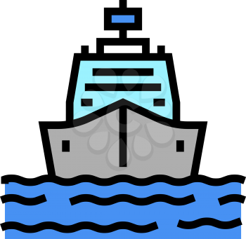ship entering in port color icon vector. ship entering in port sign. isolated symbol illustration