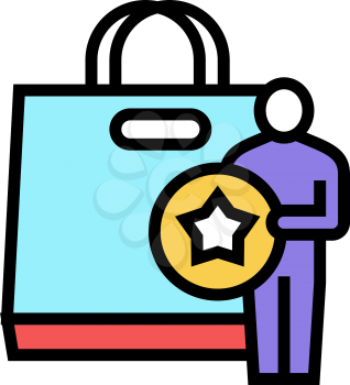 buyer getting bonus bag color icon vector. buyer getting bonus bag sign. isolated symbol illustration