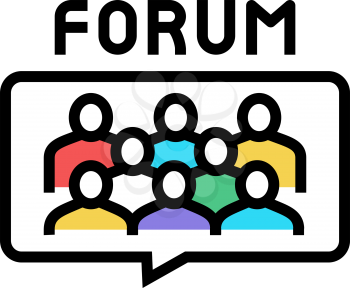 meeting on forum color icon vector. meeting on forum sign. isolated symbol illustration
