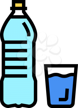 bottle and cup water color icon vector. bottle and cup water sign. isolated symbol illustration