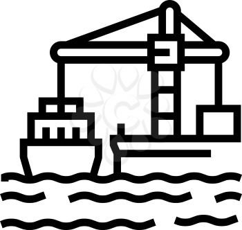crane loader port machine line icon vector. crane loader port machine sign. isolated contour symbol black illustration