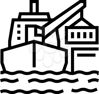 ship crane line icon vector. ship crane sign. isolated contour symbol black illustration
