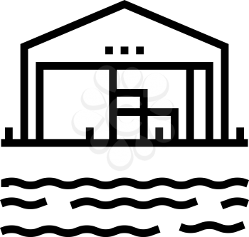 storehouse port line icon vector. storehouse port sign. isolated contour symbol black illustration