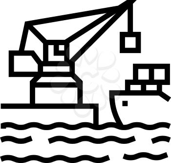 crane port line icon vector. crane port sign. isolated contour symbol black illustration