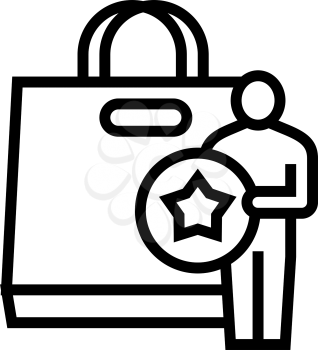 buyer getting bonus bag line icon vector. buyer getting bonus bag sign. isolated contour symbol black illustration