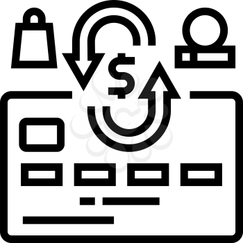 cash back card line icon vector. cash back card sign. isolated contour symbol black illustration