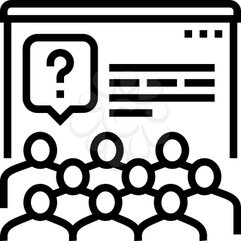tasks for discussion on forum line icon vector. tasks for discussion on forum sign. isolated contour symbol black illustration
