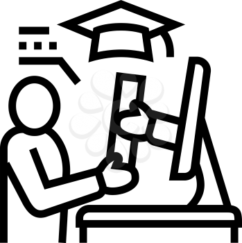 online graduate line icon vector. online graduate sign. isolated contour symbol black illustration