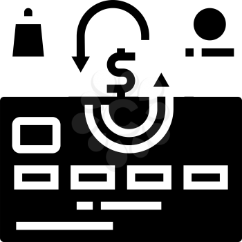 cash back card glyph icon vector. cash back card sign. isolated contour symbol black illustration