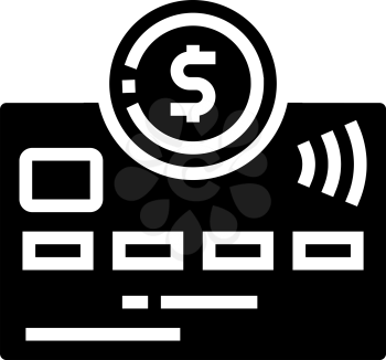 debit electronic money card glyph icon vector. debit electronic money card sign. isolated contour symbol black illustration