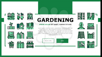 Urban Gardening Eco Landing Header Vector. City Gardening On Roof And Garden, Growing Plant On Building Wall And Window Sill Flower Illustration