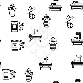 Anesthesiologist Tool Vector Seamless Pattern Thin Line Illustration