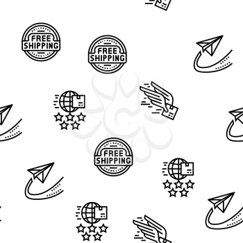 Free Shipping Service Vector Seamless Pattern Thin Line Illustration