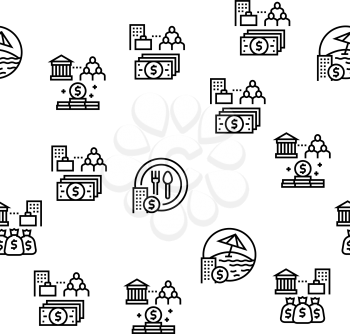 Benefits For Business Vector Seamless Pattern Thin Line Illustration