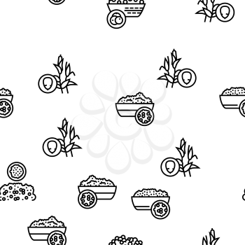 Groats Natural Food Vector Seamless Pattern Thin Line Illustration