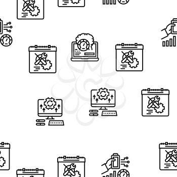 Optimize Operations Vector Seamless Pattern Thin Line Illustration