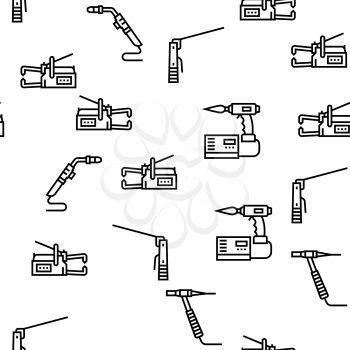 Welding Machine Tool Vector Seamless Pattern Thin Line Illustration