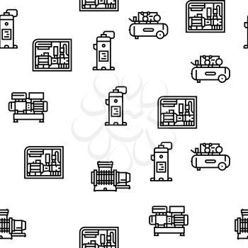 Air Compressor Tool Vector Seamless Pattern Thin Line Illustration