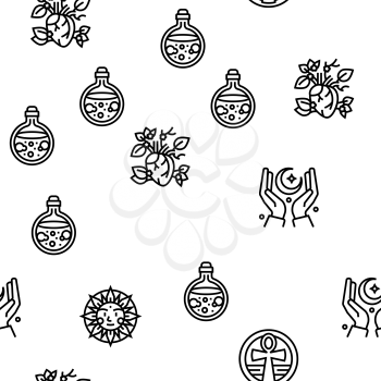 Astrological Objects Vector Seamless Pattern Thin Line Illustration
