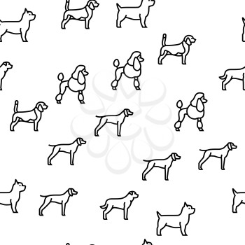 Dog Domestic Animal Vector Seamless Pattern Thin Line Illustration