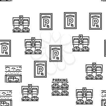 Underground Parking Vector Seamless Pattern Thin Line Illustration