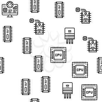 Semiconductor Manufacturing Plant Seamless Pattern Thin Line Illustration
