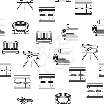Concrete Production Vector Seamless Pattern Thin Line Illustration