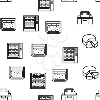 Cheese Production Vector Seamless Pattern Thin Line Illustration
