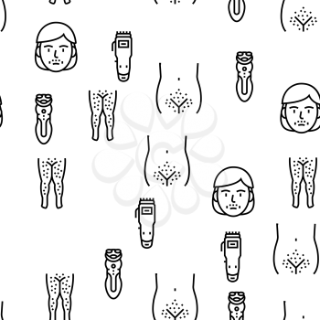Shave Treat Accessory Vector Seamless Pattern Thin Line Illustration