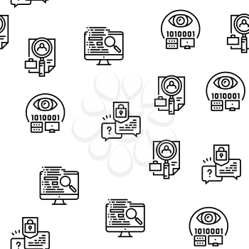 Private Detective Vector Seamless Pattern Thin Line Illustration