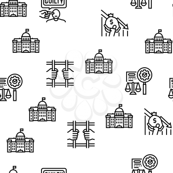 Law Notary Advising Vector Seamless Pattern Thin Line Illustration