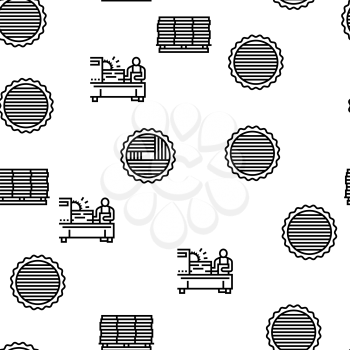 Sawmill Cut Service Vector Seamless Pattern Thin Line Illustration
