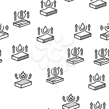 Mineral Wool Material Vector Seamless Pattern Thin Line Illustration
