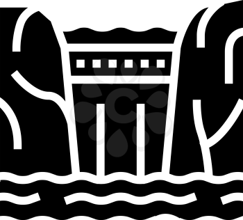 dam water glyph icon vector. dam water sign. isolated contour symbol black illustration