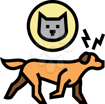 dog chasing cat color icon vector. dog chasing cat sign. isolated symbol illustration