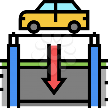 elevator lowering car on underground parking color icon vector. elevator lowering car on underground parking sign. isolated symbol illustration