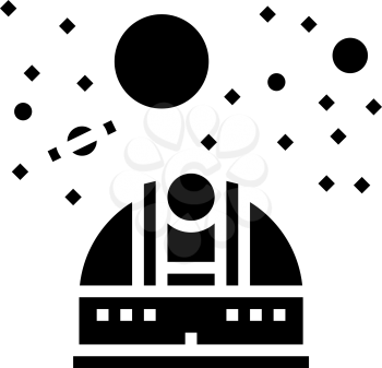 observatory telescope watching on planets line icon vector. observatory telescope watching on planets sign. isolated contour symbol black illustration