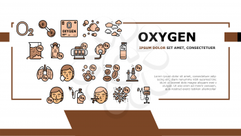 Oxygen O2 Chemical Landing Web Page Header Banner Template Vector. Diatomic Molecule And Oxygen Bubbles, Blood And Water, Facial Mask And Medical Equipment Illustration