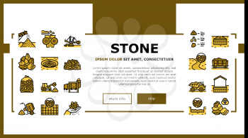 Crushed Stone Mining Landing Web Page Header Banner Template Vector. Heavy Machinery And Excavator, Dump Truck And Railway Carriage, Stone Mine Equipment Illustration